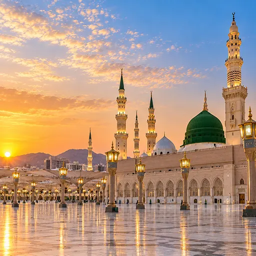 Al-Masjid an-Nabawi and Green Dome in Madinah, Saudi Arabia